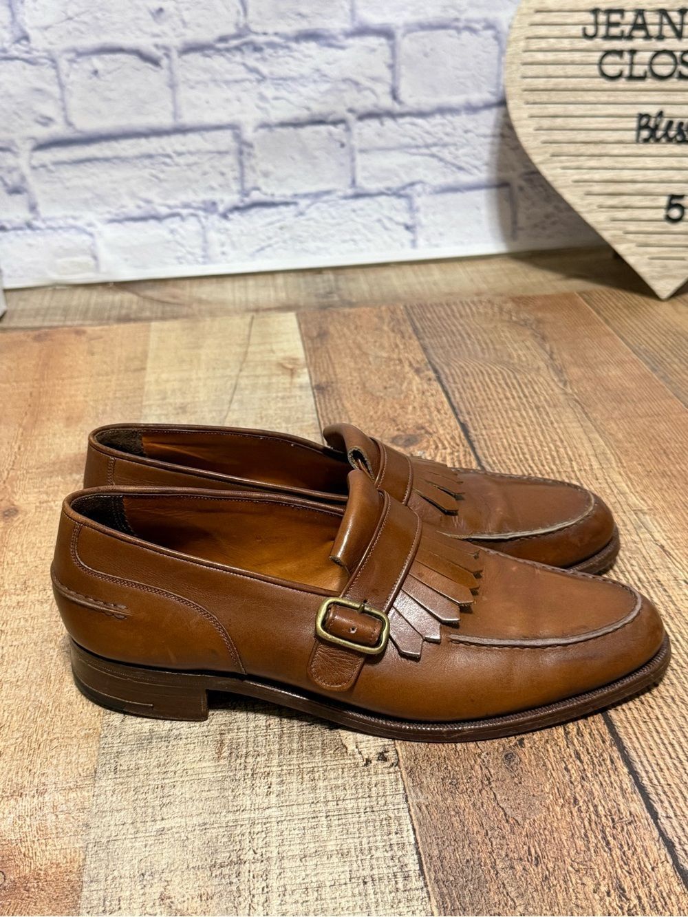 Vintage Polo Ralph Lauren Neiman Marcus Brown Leather Kiltie Monk Strap Loafers